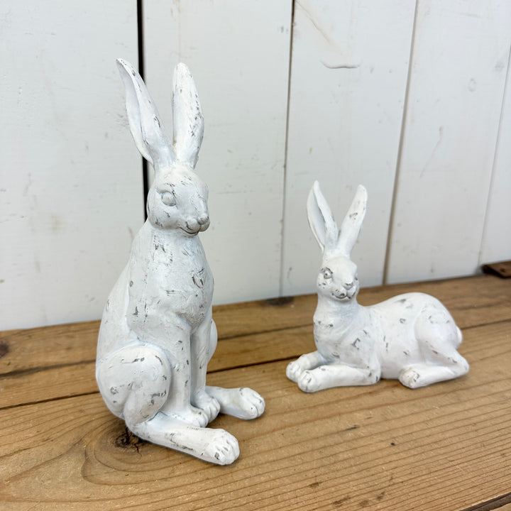 Distressed White Bunnies Set of 2