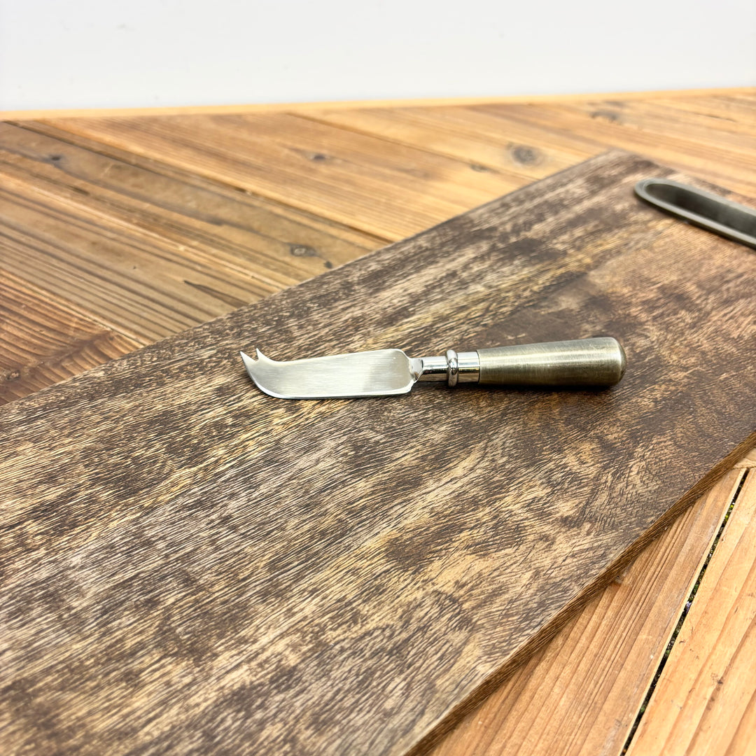 Stained Mango Wood Serving Tray with Cheese Knife