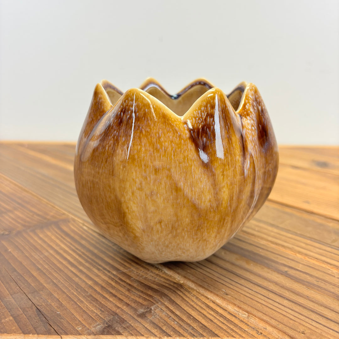 Stoneware Flower Shaped Planter - 2 Styles
