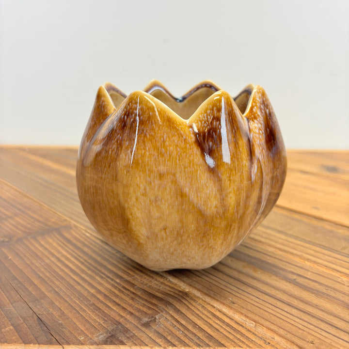 Stoneware Flower Shaped Planter - 2 Styles