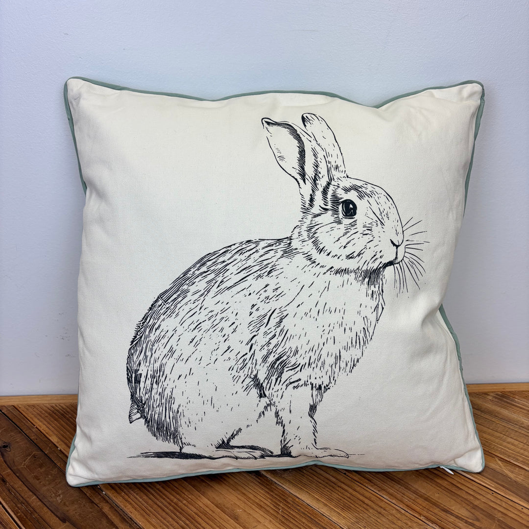Rabbit/Checkered Reversible Pillow