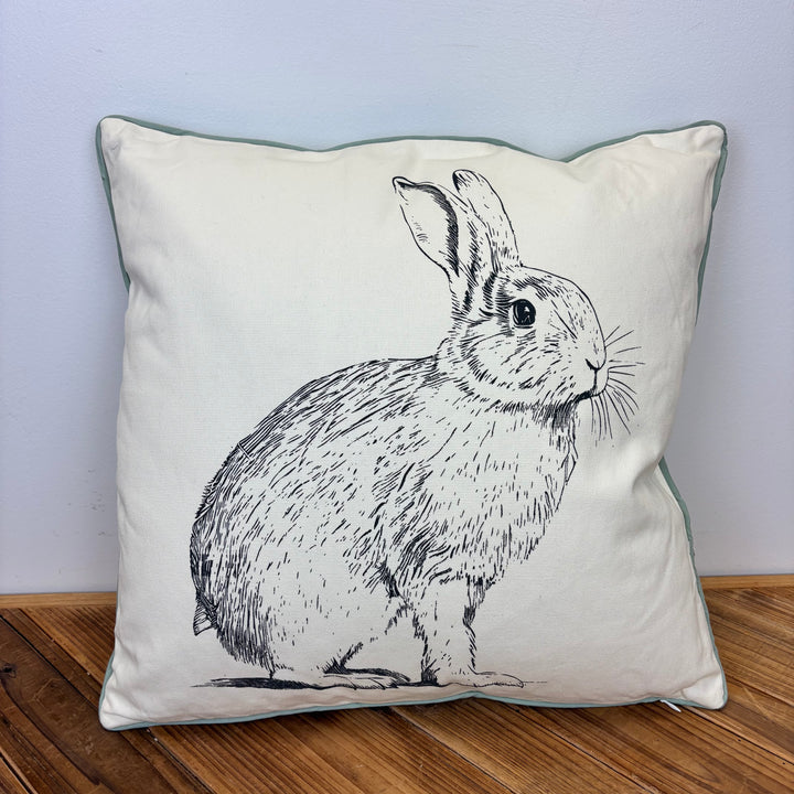 Rabbit/Checkered Reversible Pillow