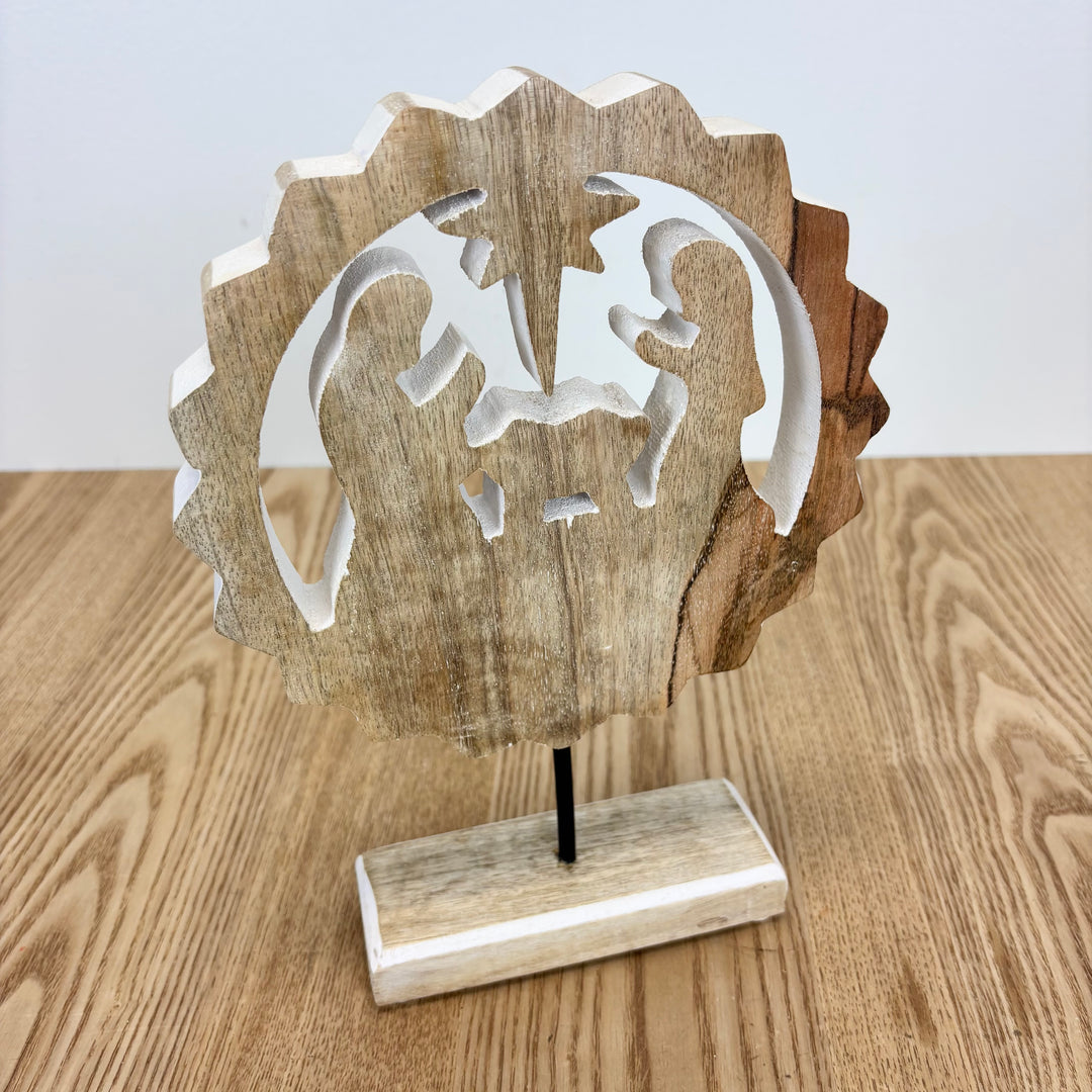 Mango Wood Nativity on Stand