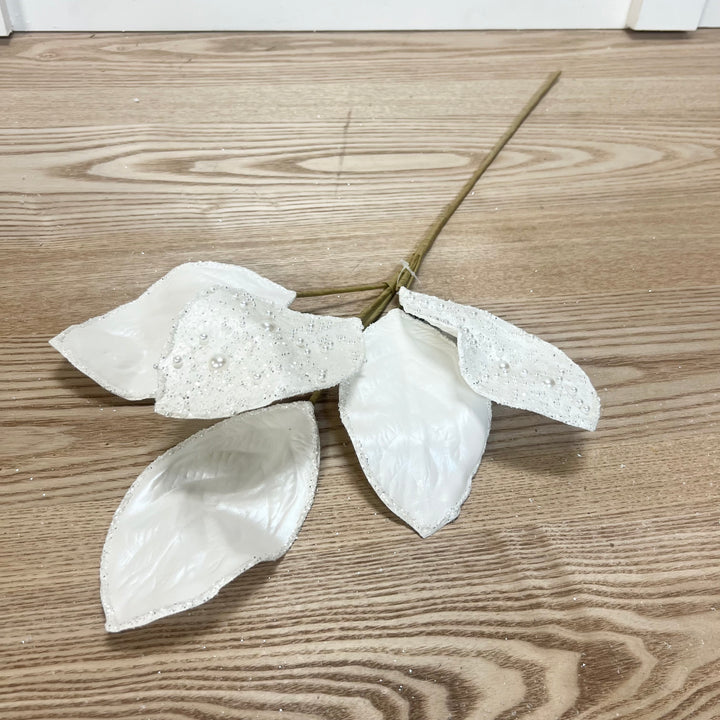 Off White Magnolia Leaf Stem