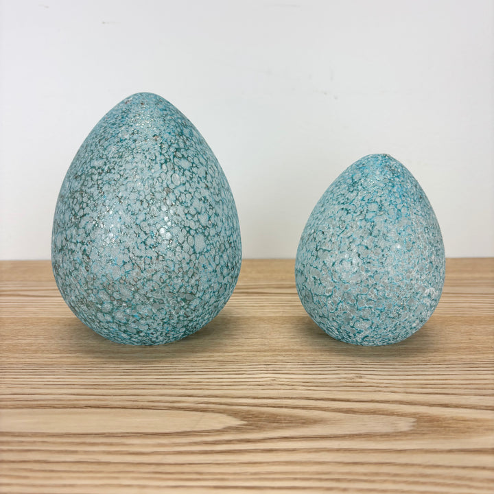 Speckled Blue Glass Egg - 2 Sizes