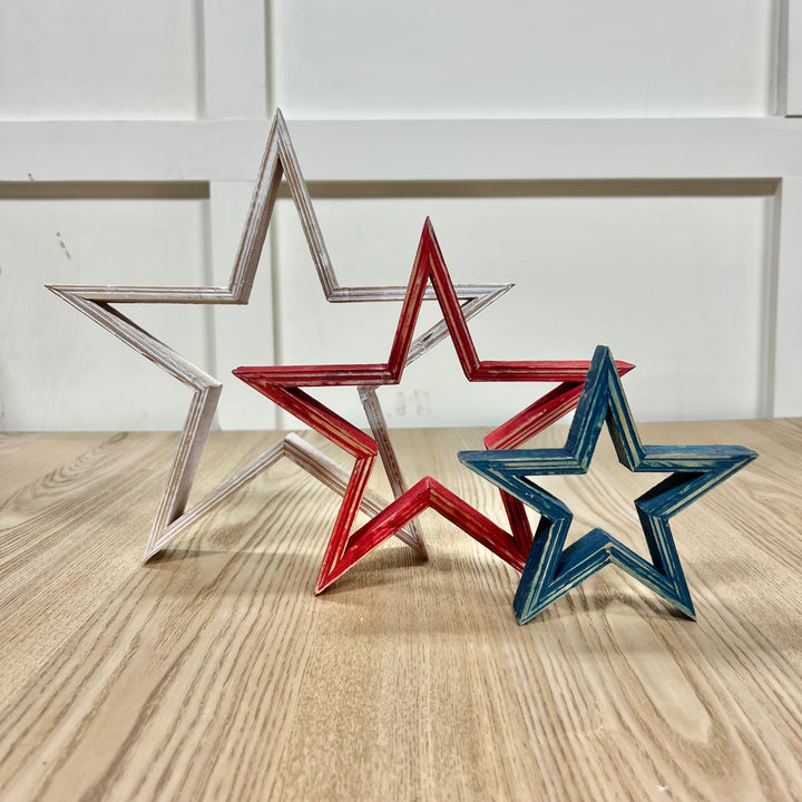 Patriotic Wooden Stars - Set of 3