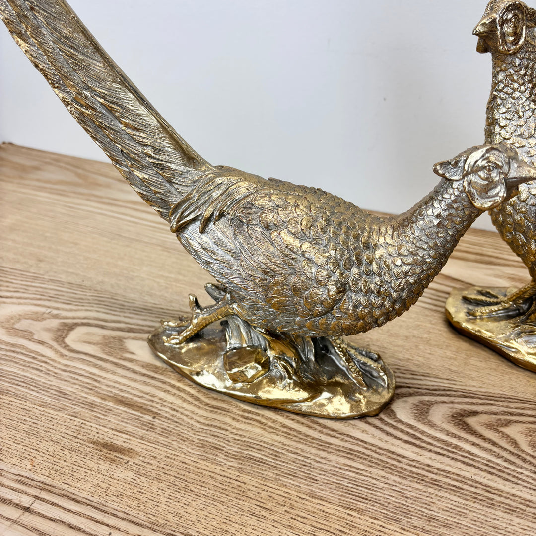 Gold Resin Pheasants - Set of 2