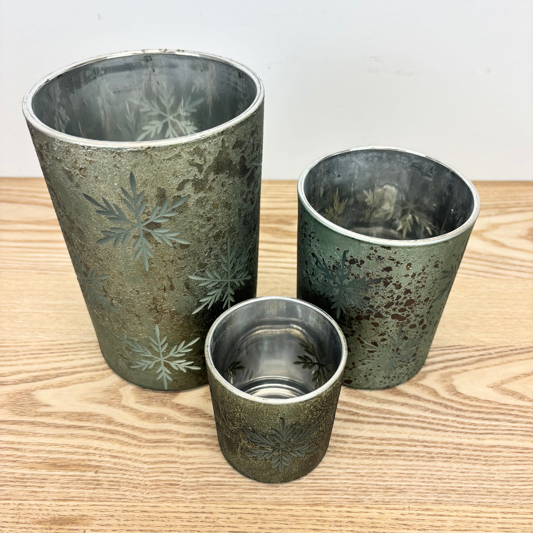 Green Snowflake Candle Holder - 3 sizes available