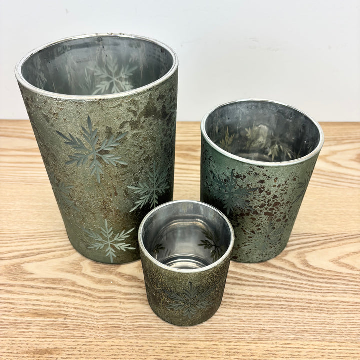 Green Snowflake Candle Holder - 3 sizes available