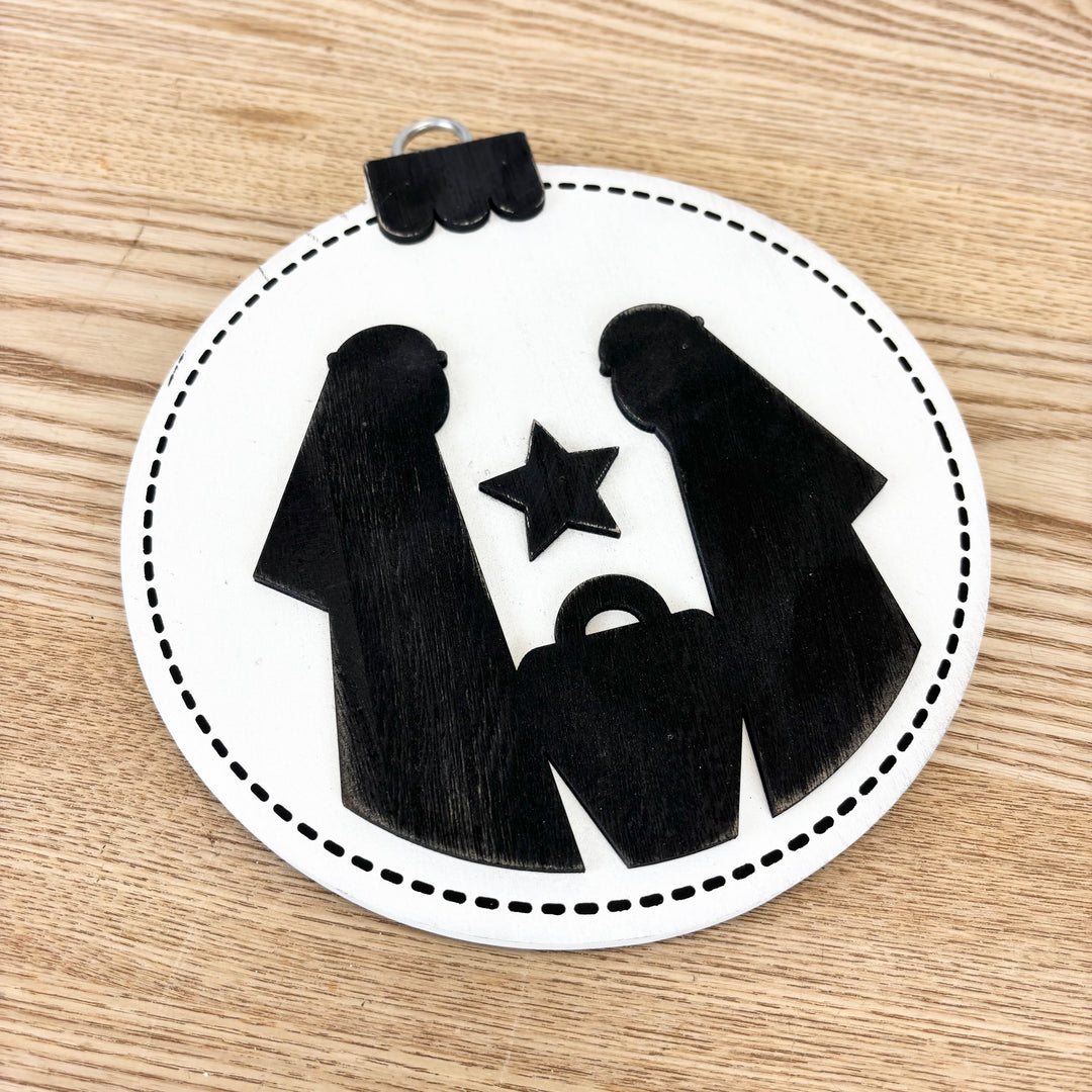 Reversible Nativity Wood Ornament