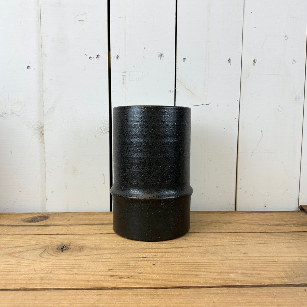 Black Textured Canister Vases