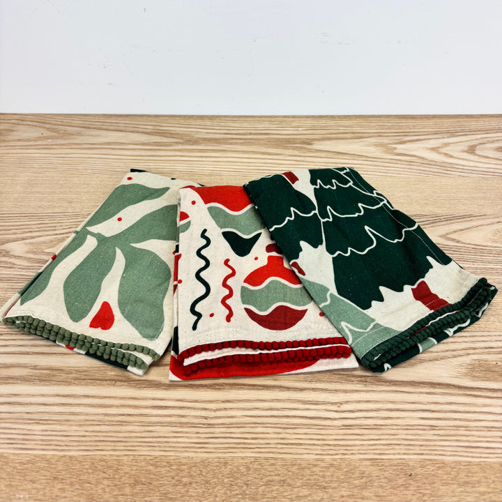 Tea Towel with Botanical/Ornament Pattern - 3 Styles