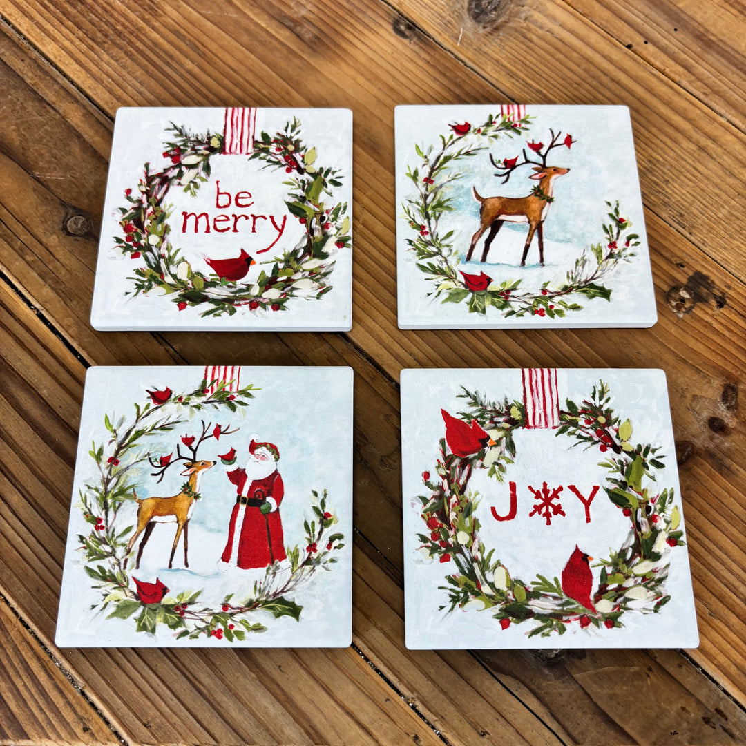 Holiday Message Coasters - Set of 4