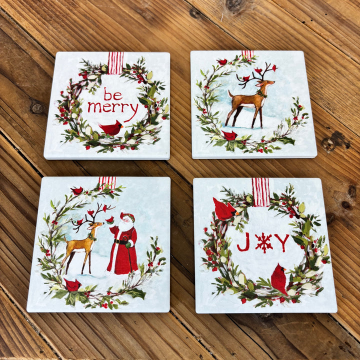 Holiday Message Coasters - Set of 4