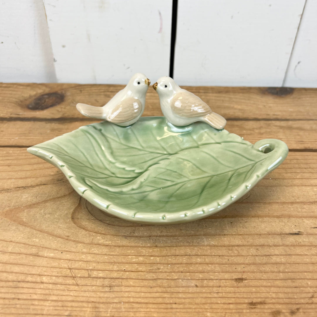 Leaf Dish with Birds