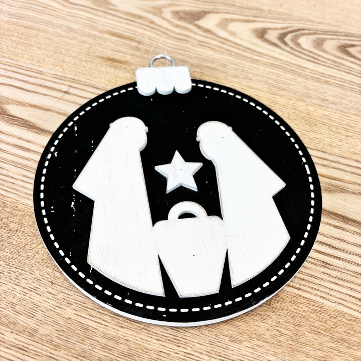 Reversible Nativity Wood Ornament