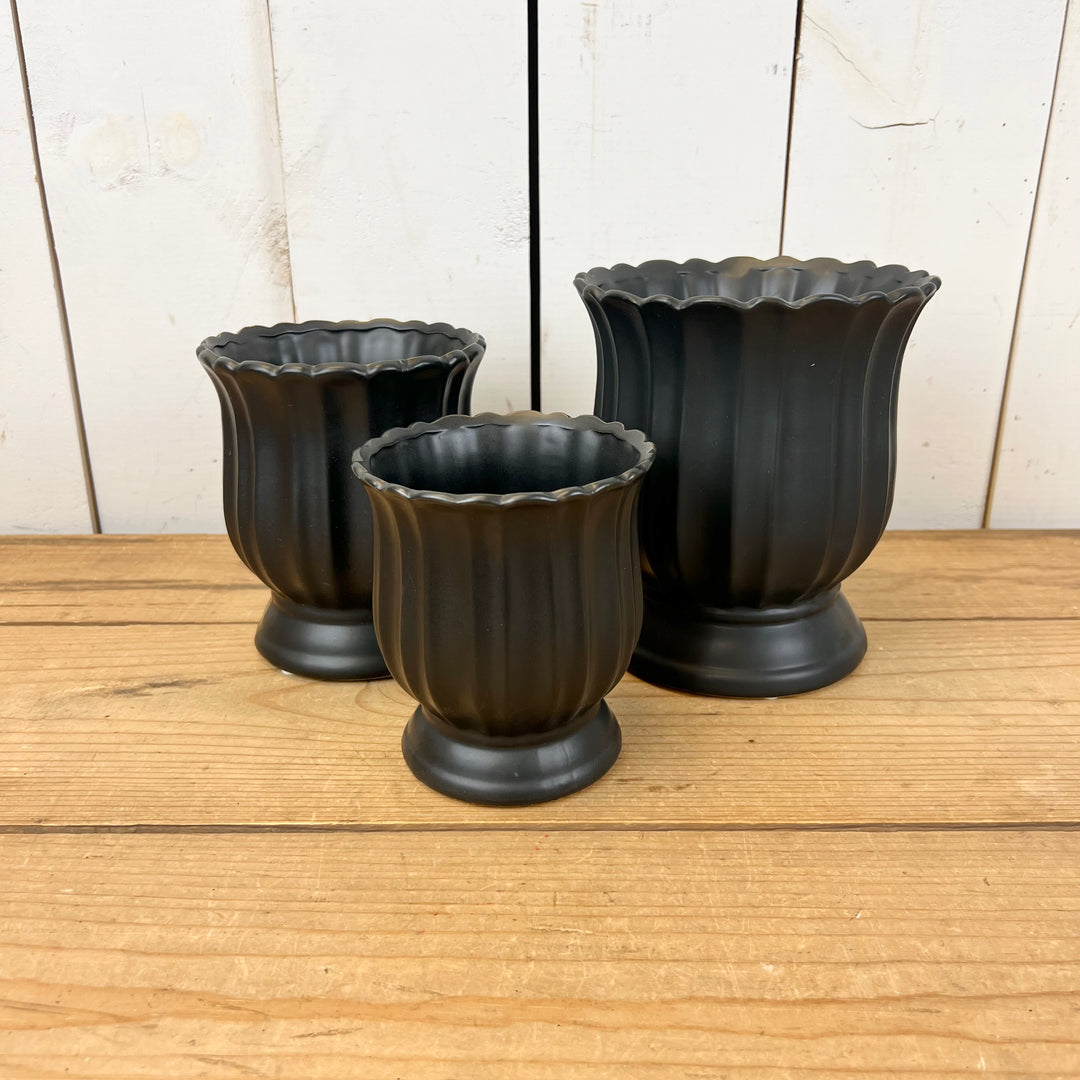 Black Fluted Urns