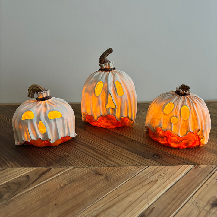 Lighted Ghost Pumpkins - 3 Sizes
