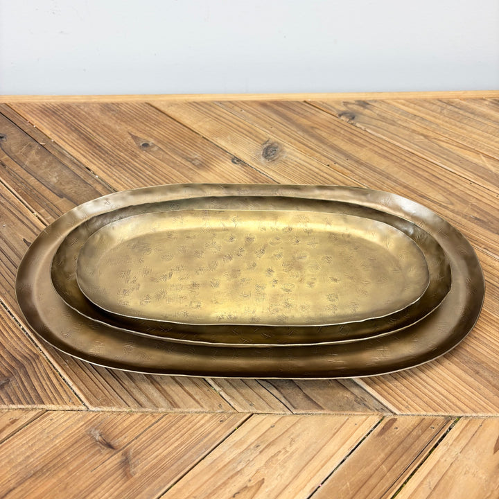 Antiqued Gold Iron Trays - 3 Sizes