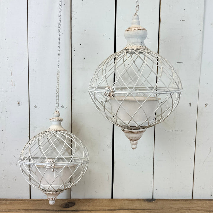 White Sphere Hanging Planters