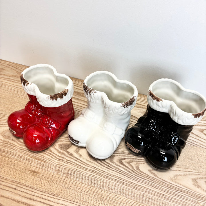 Ceramic Holiday Santa Boots - 3 Colors