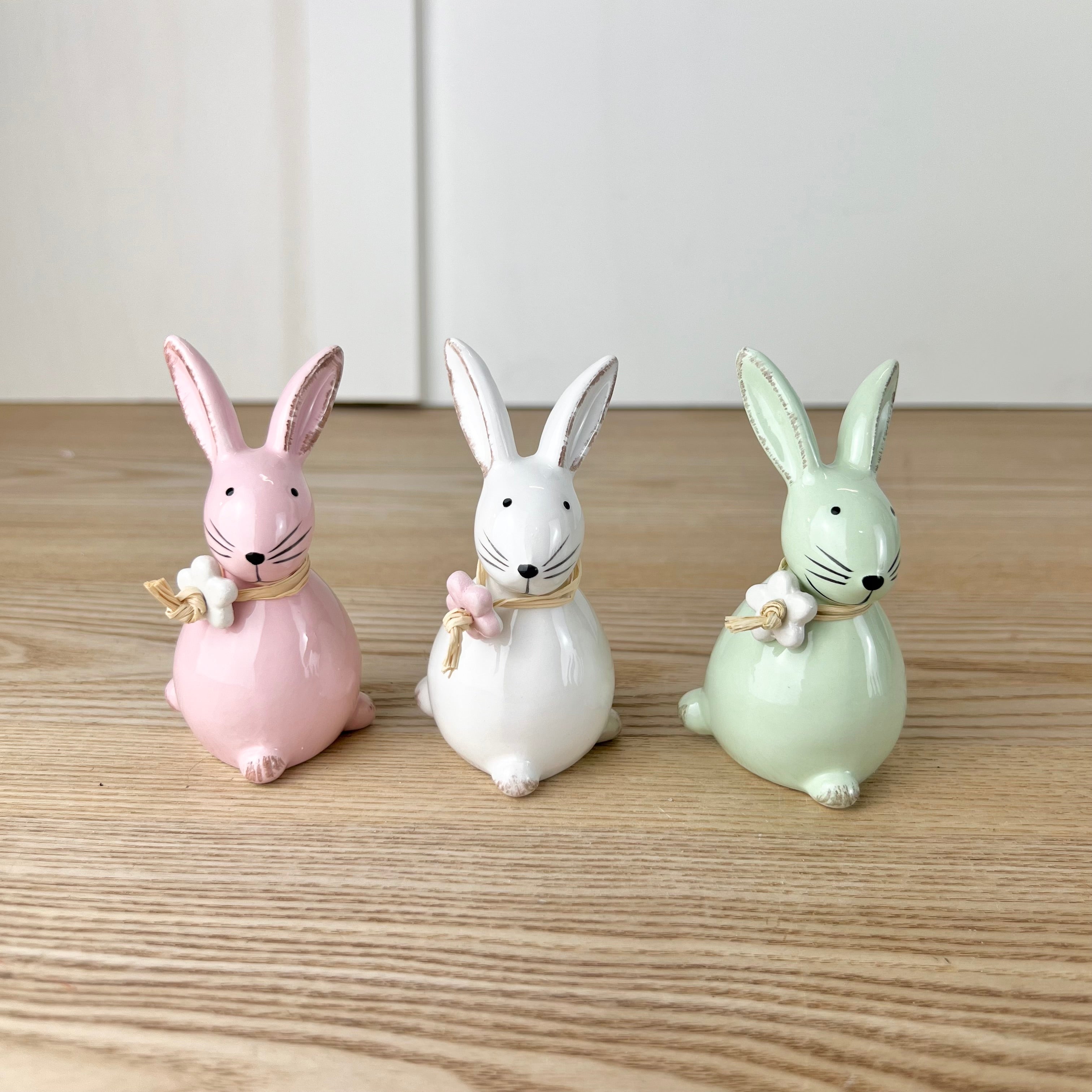 Dolomite Bunny with Floral Necklace - Set of 3 – Prairie in Bloom