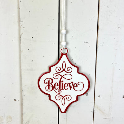 Merry Christmas, Believe, Noel Metal Ornament