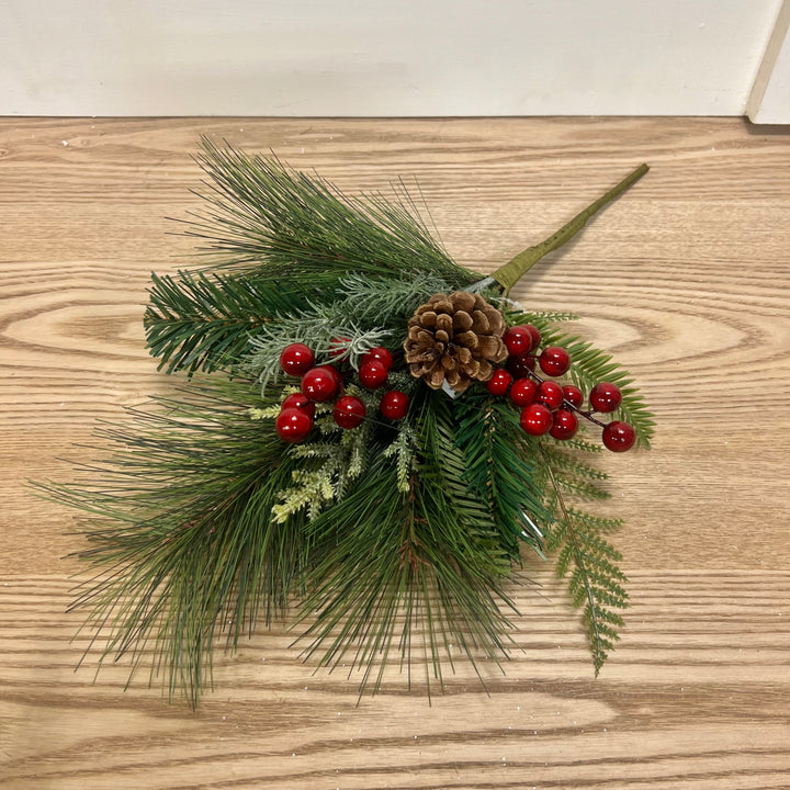 Mixed Pine with Red Berries Stem