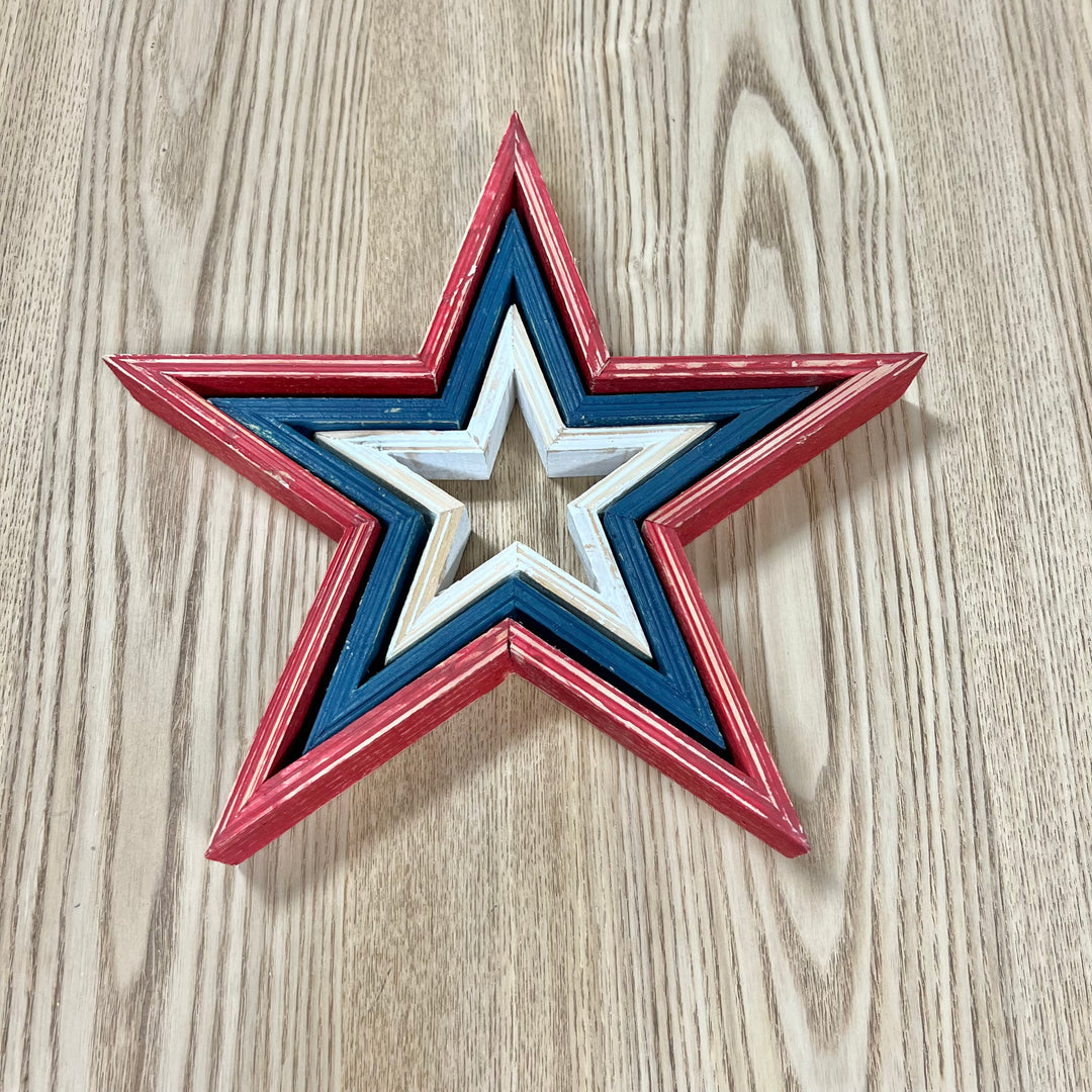 Patriotic Wooden Stars - Set of 3