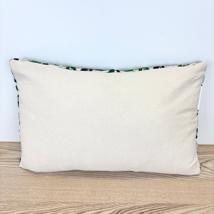 Holly Leaves Tufted Embroidered Lumbar Pillow