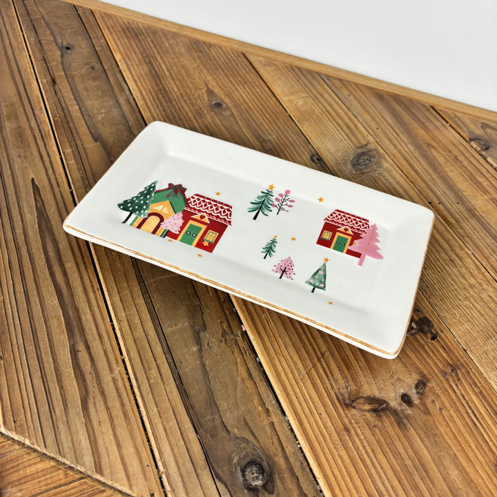 Holiday scene tray