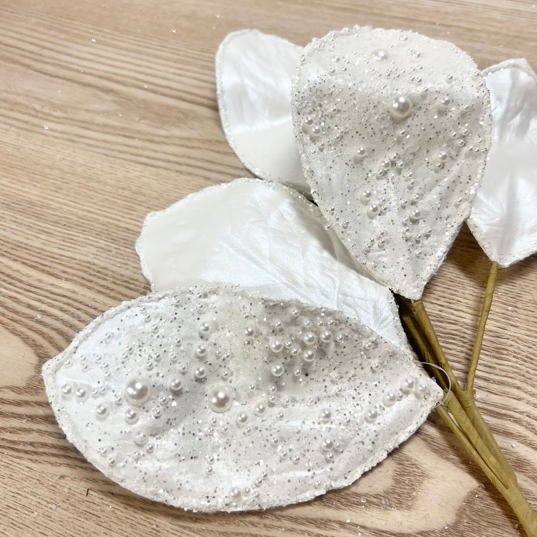 Off White Magnolia Leaf Stem