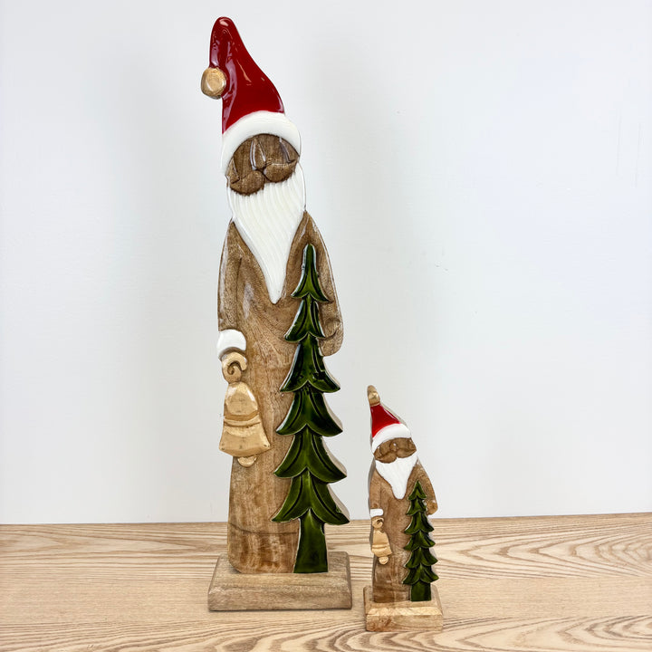 Mango Wood Santa with Tree - 2 Sizes