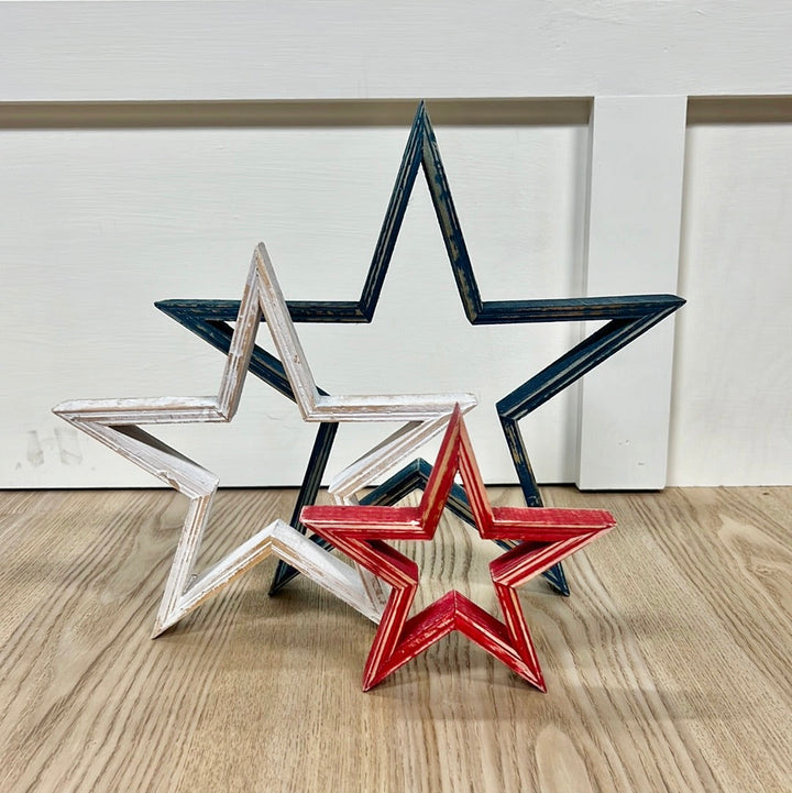 Patriotic Wooden Stars - Set of 3