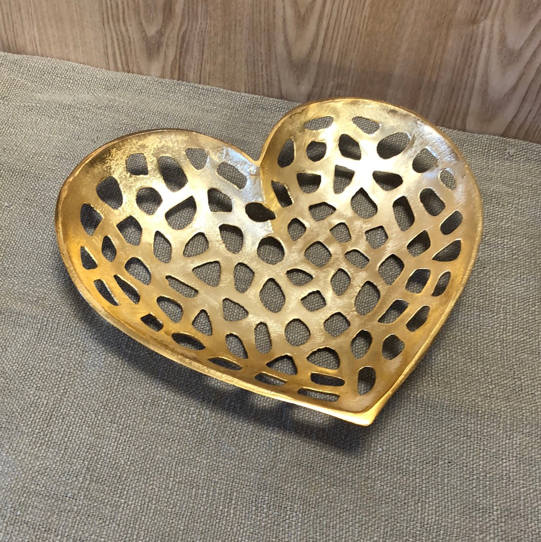 Metal Gold Heart Tray