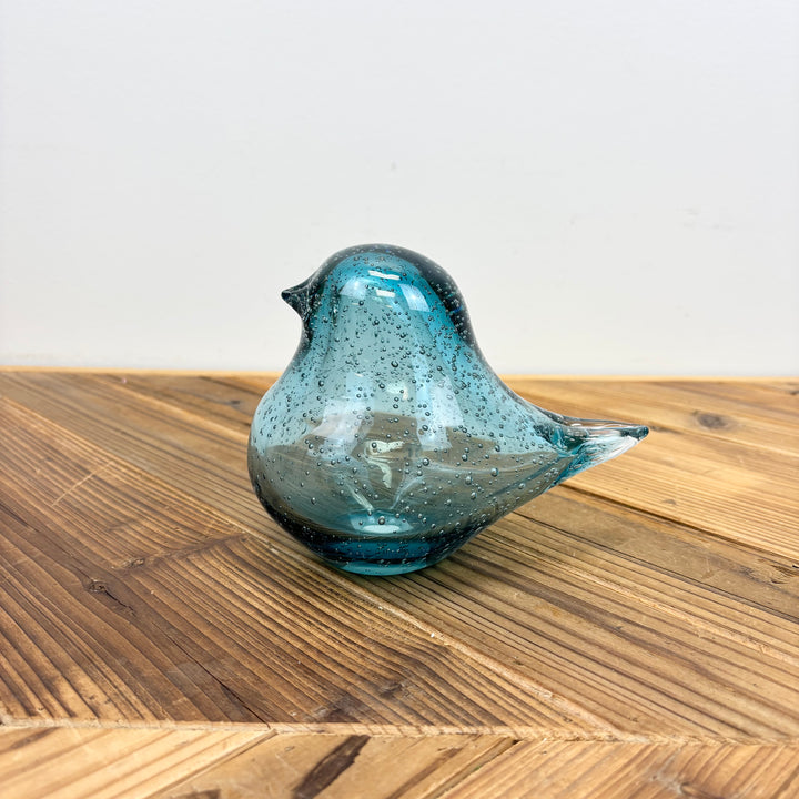 Blue Bubble Glass Bird Figurine - 2 Sizes