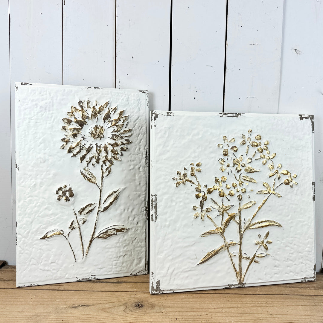 Gold & White Embossed Wall Decor