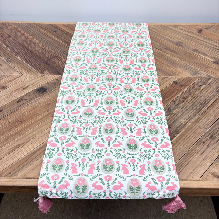 Pink Floral and Bunny Table Runner