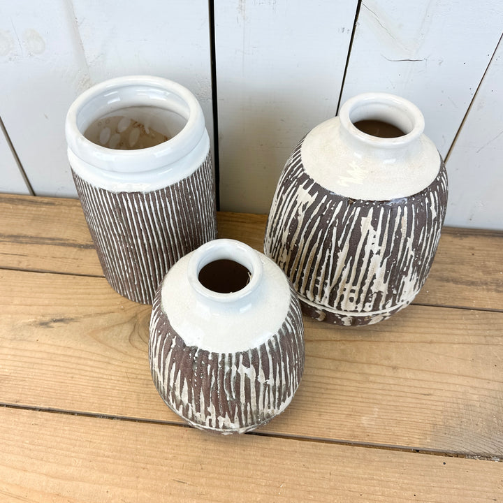 Brown and Cream Vases