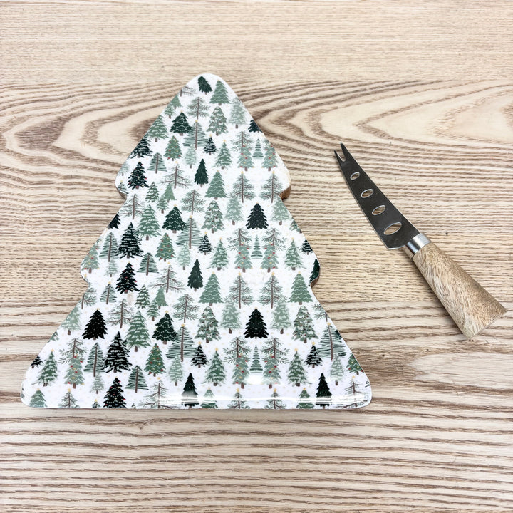 Tree Shaped Cheese Board with Knife