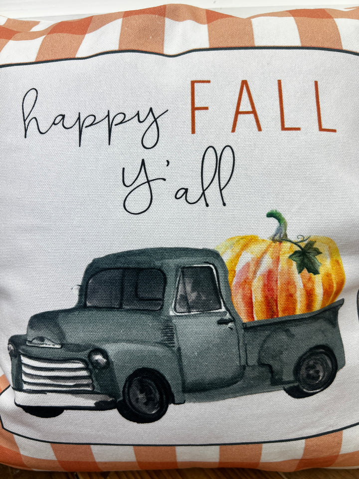 Happy Fall Y’all Truck reversible Square Pillow