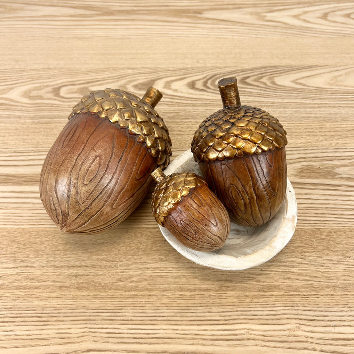 Gold Topped Acorns - Set of 3