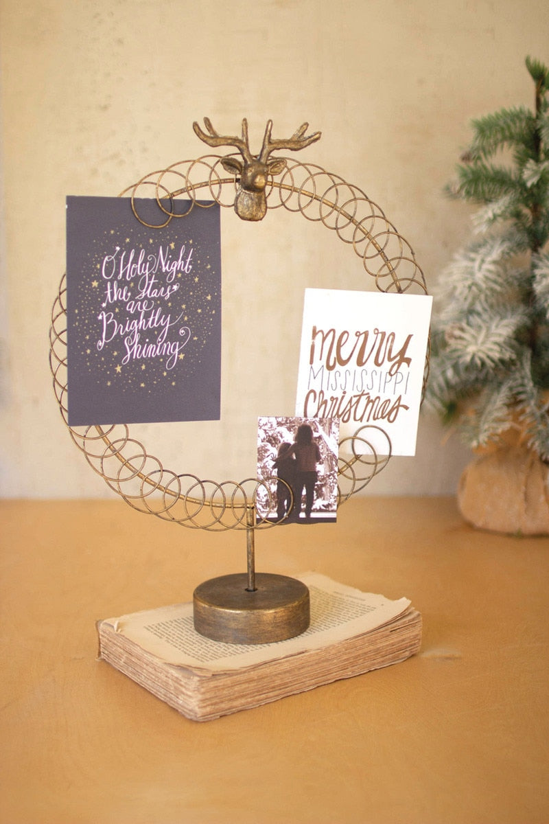 Round Wire Christmas Card Holder on Stand