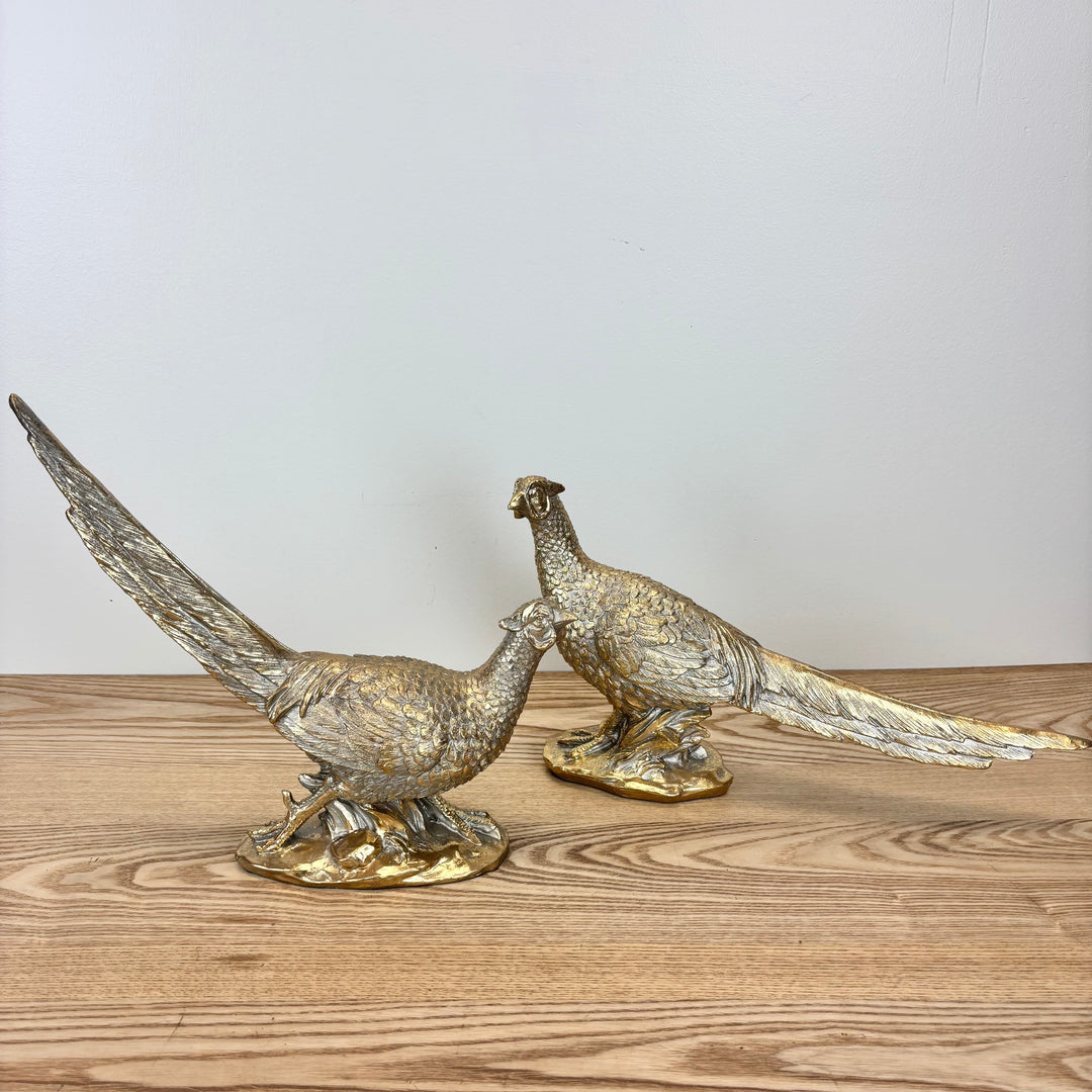 Gold Resin Pheasants - Set of 2