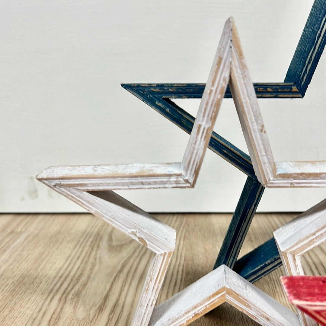 Patriotic Wooden Stars - Set of 3