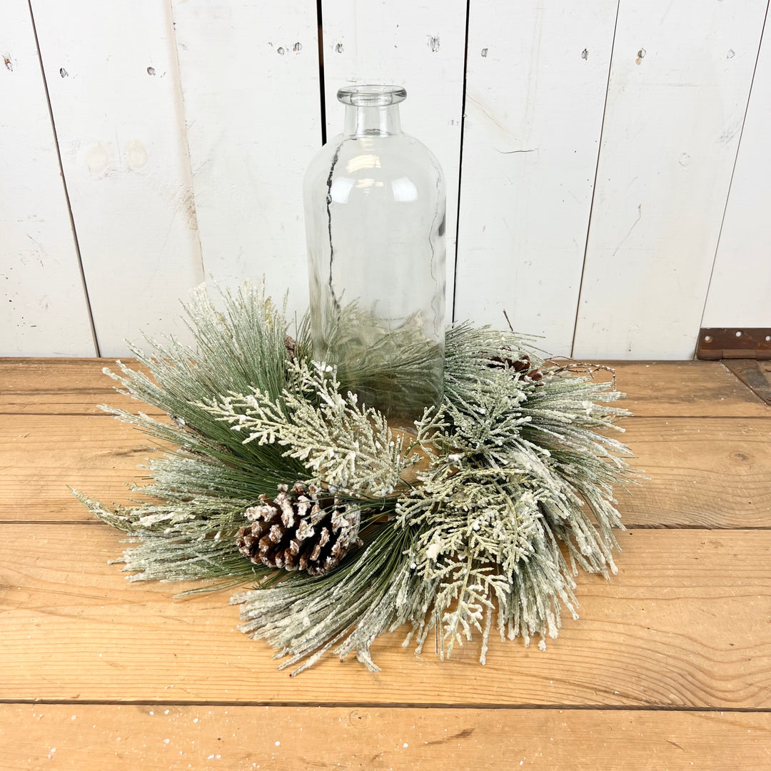 6.5" Iced Pine Candle Ring