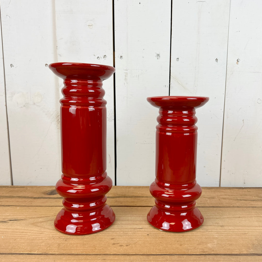 Red Ceramic Candlesticks