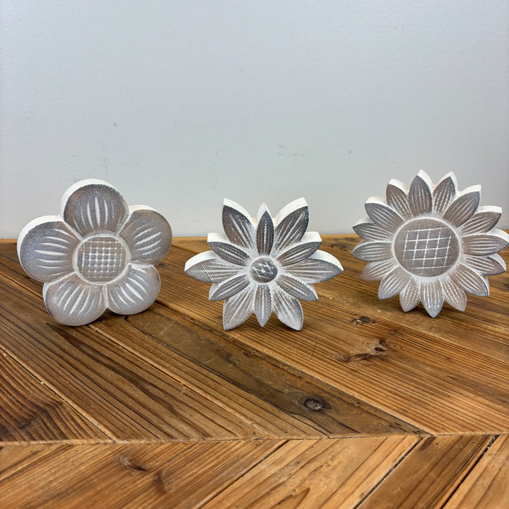 Carved Wood Blooms - 3 Styles