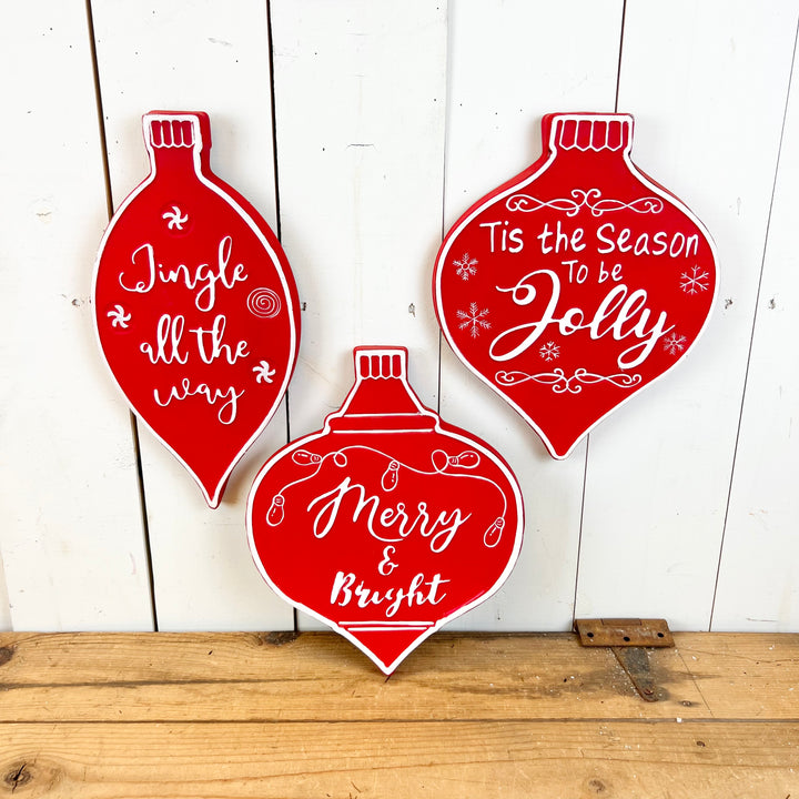 Red Embossed Christmas Signage
