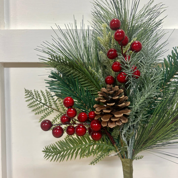 Mixed Pine with Red Berries Stem